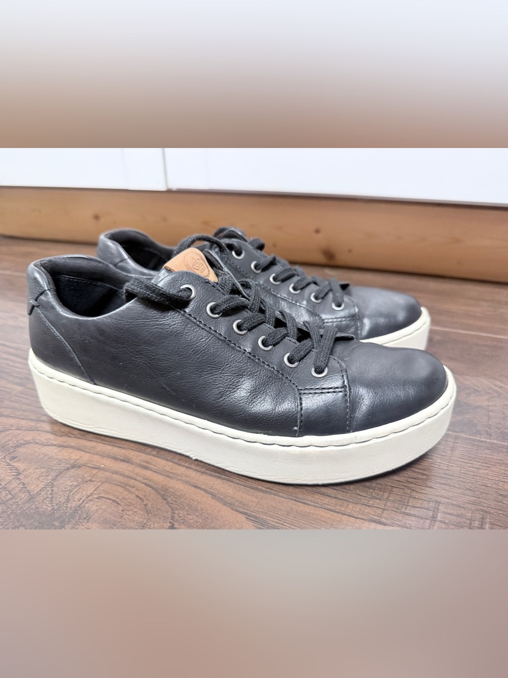 Born black leather sneakers cream  bottoms
